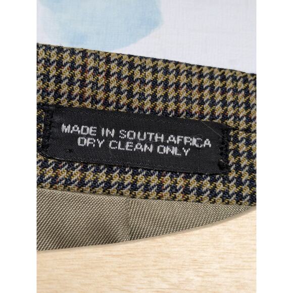VTG Oscar De La Renta Men's Tan Houndstooth Sport Coat Sz 44L Beige Navy Office - Picture 4 of 12